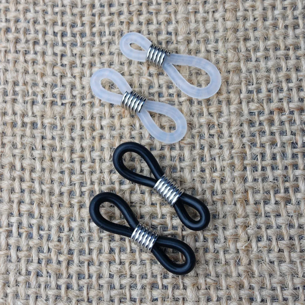 

12pcs Black White Clear Rubber Eyeglass Temple Grips Chain Connector Anti-Slip Pads Vintage Brass Coil Durable Easy Install