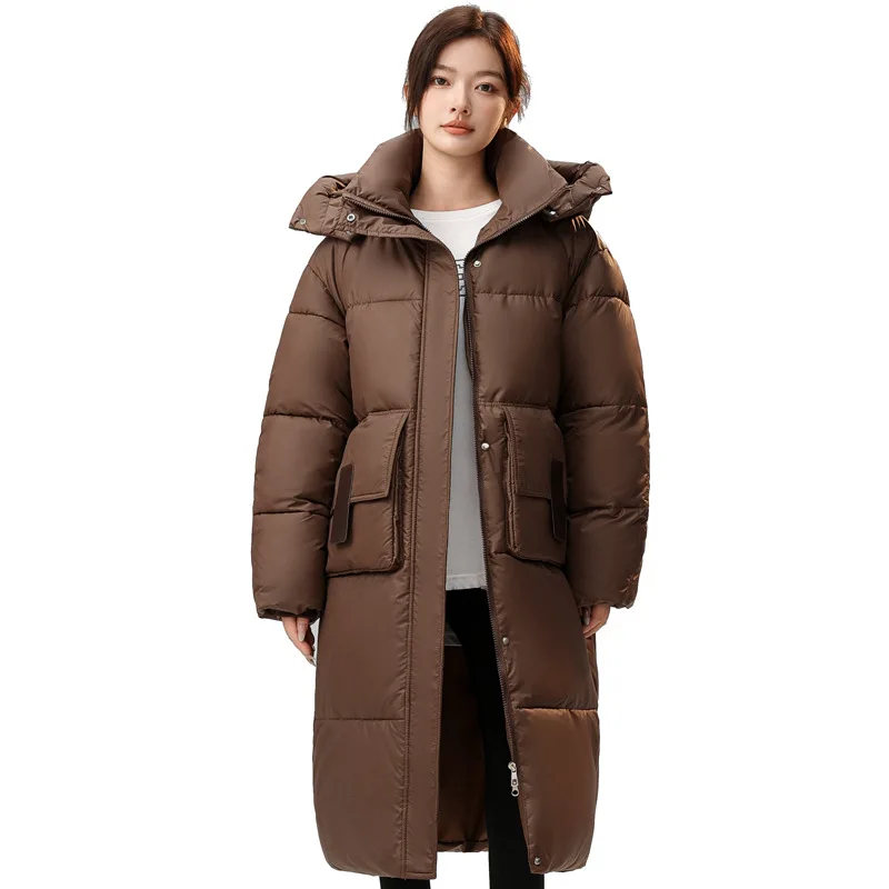 PinkyIsBlack 2024 New Autumn Winter Women\'s Hooded Puffer Jacket Coat Warm Long Parkas Thick Brown Winter Clothes Women Outwear