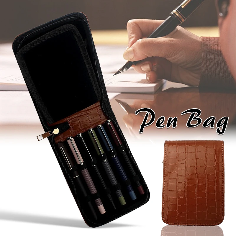 

Large Capacity Pencil Case Crocodile Pattern 12 Pens Fountain Pen Roller Pu Leather Zipper Case School Student Stationery Pouch