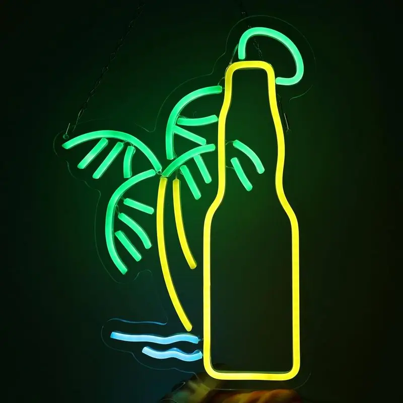 

Beer Bottle Neon Led Sign Dimmable Bar Palm Art Wall Lights Room Decoration For Home Bars Game Man Cave Gaming Zone Club Bedroom