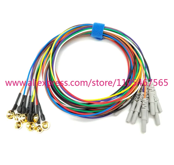 10PC Color brain electrode EEG wire brain conductance wire 10 starting gold-plated disk mounted electrode wires DIN1.5mm