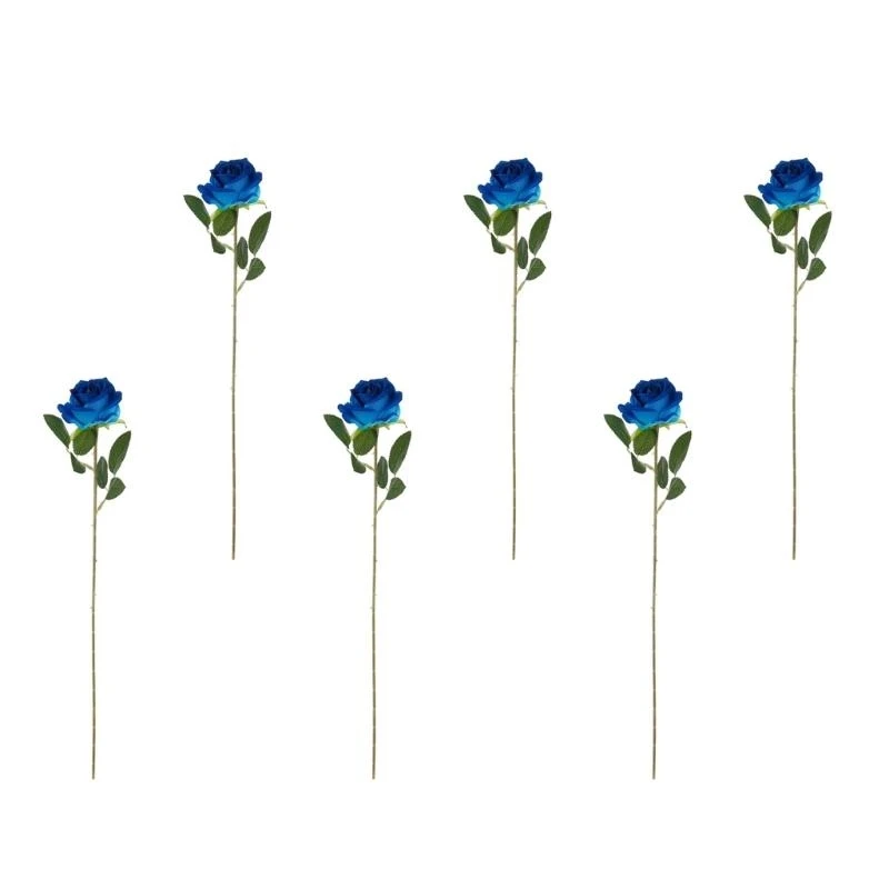 6パックの丈夫な植毛シミュレーションバラのポータブルファッションアクセサリーブーケやインテリア用のエレガントなデザイン15ubのセット