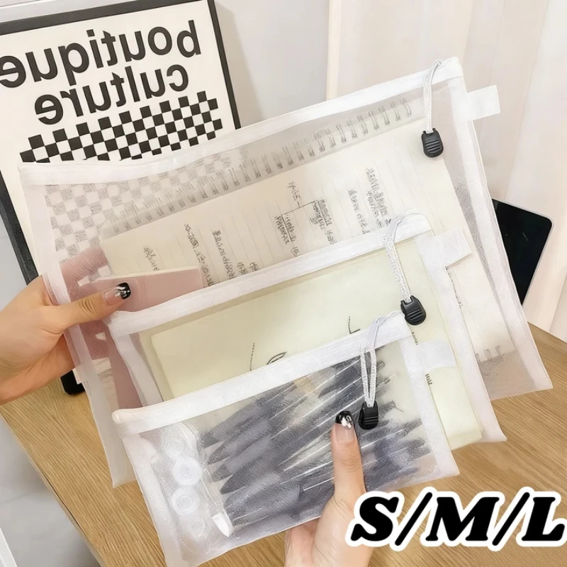 A4/A5/A6 Mesh Transparent File Bag Exam Specific Material Storage Bags Double-layer Frosted Zipper Multi Functional Storage Bag