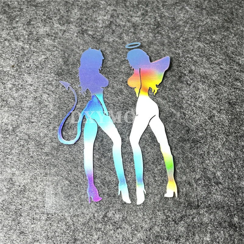 Waterproof Decal for Motorcycle HelmetCar Body Window Devil Angel Girl Vinyl Sticker