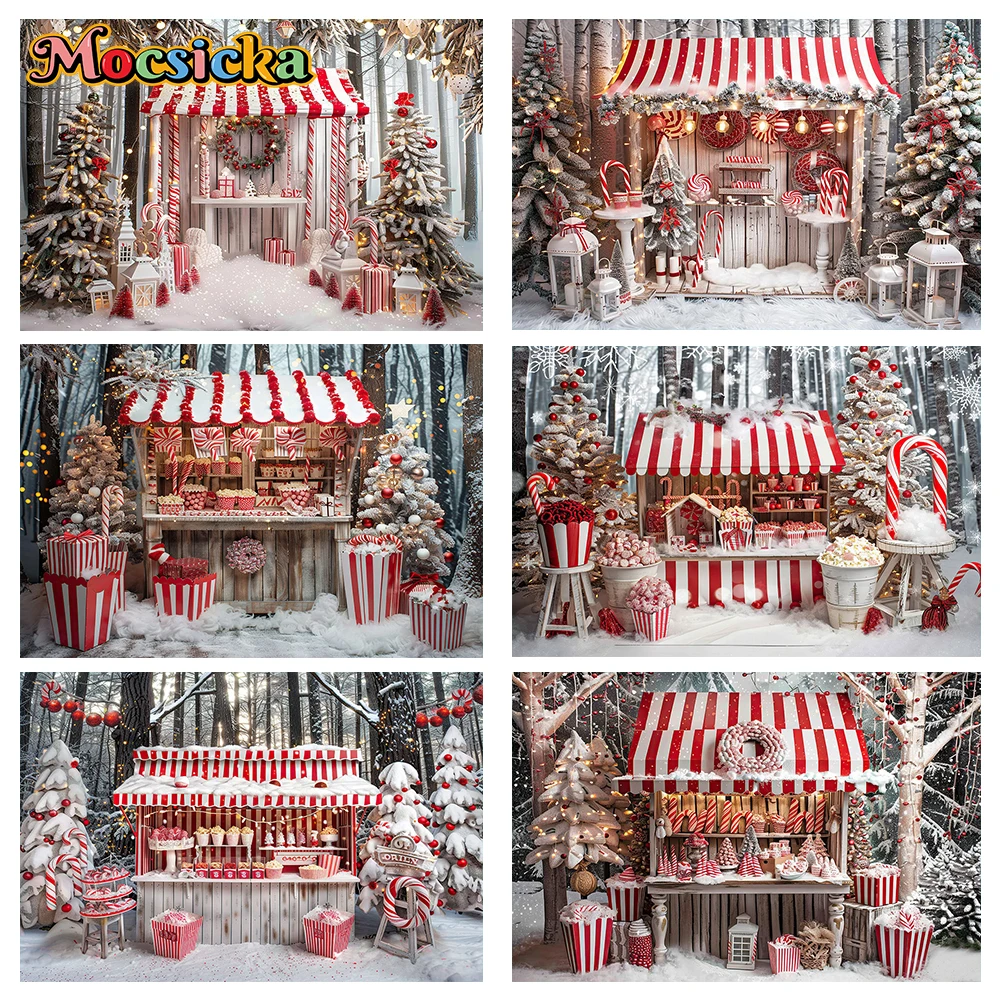 Mocsicka Winter Christmas Photography Background Cute Christmas House Decoration Props Holiday Party Home Photo Backdrops Studio