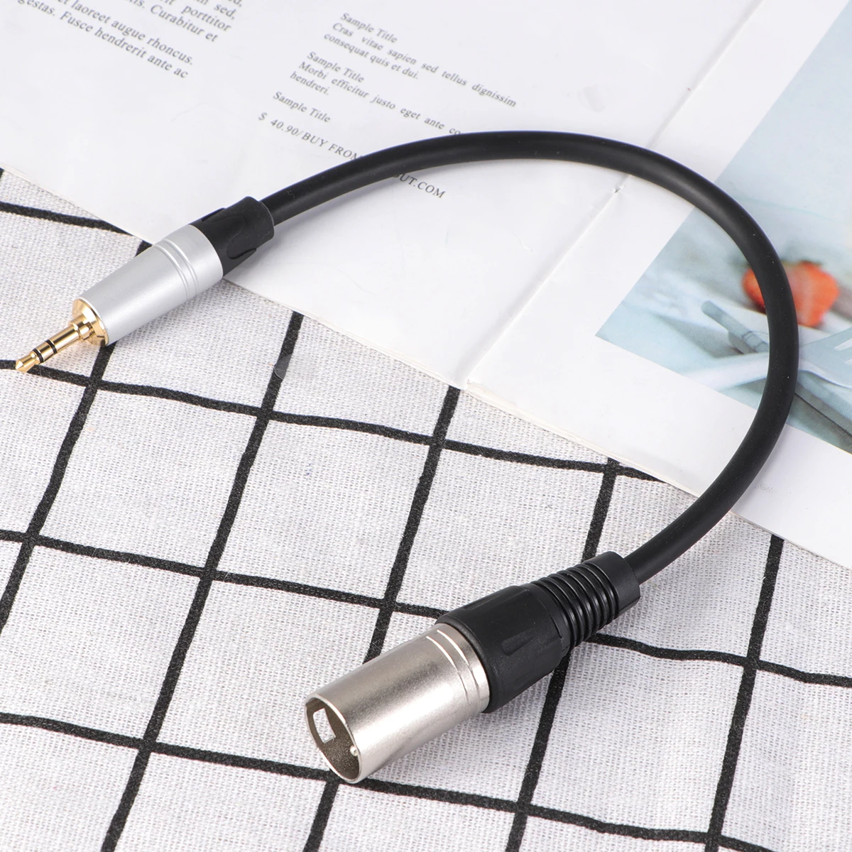 

0.3m Stereo 3.5mm Male to XLR Male Plug Audio Speaker Amplifier Microphone Mic Adapter Cable TC210KM173 (Black)
