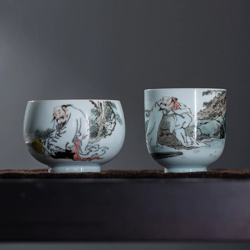 White Porcelain Large Household Kung Fu Tea Set Tea Bowl Pastel Host Cup Ceramic Sample Tea Cup