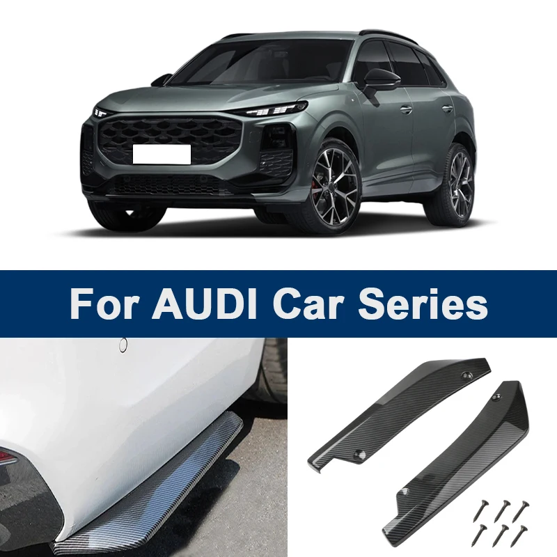 

For Audi A3 A4 A5 A6 Q3 Q5 S3 Rear Bumper Lip Diffuser Splitter - Durable ABS Easy Install with Screws Sporty Exterior Kit 2Pcs