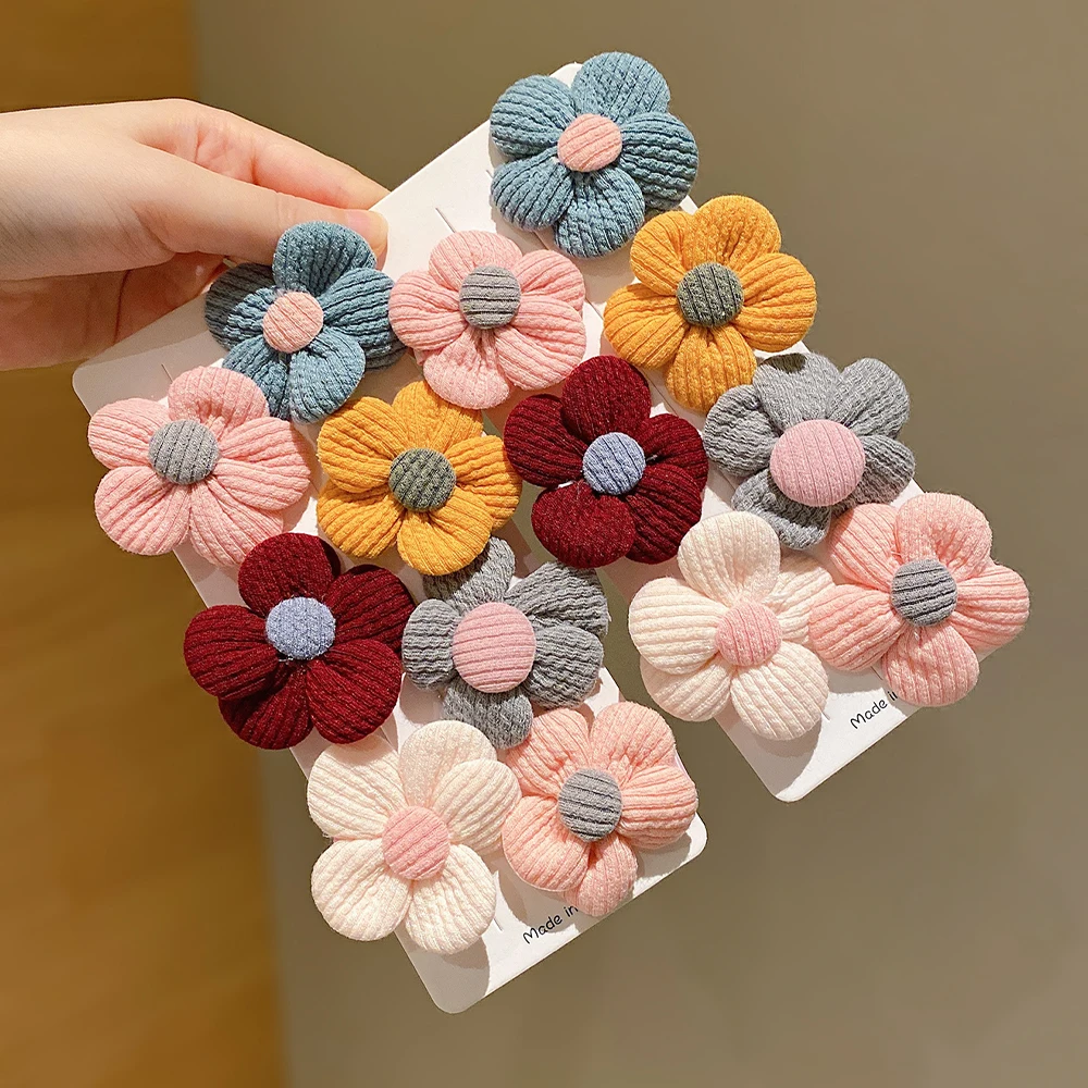 14 pieces of woolen flower hair ties that do not hurt hair, high elastic hair rope, versatile for daily use