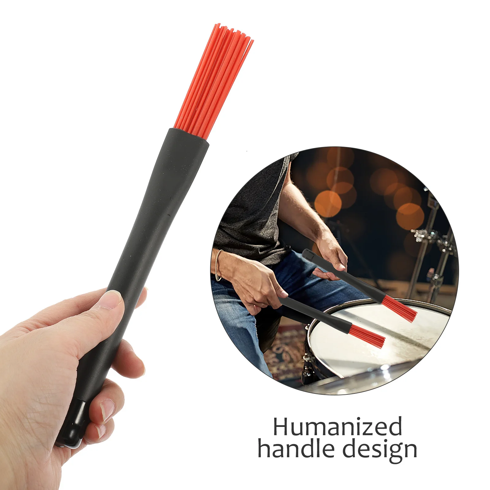 

1Pair Long Lasting Drum Brushes Stable Grip Nylon Brush for Drummer Playing Musical Instrument Accessories Drum