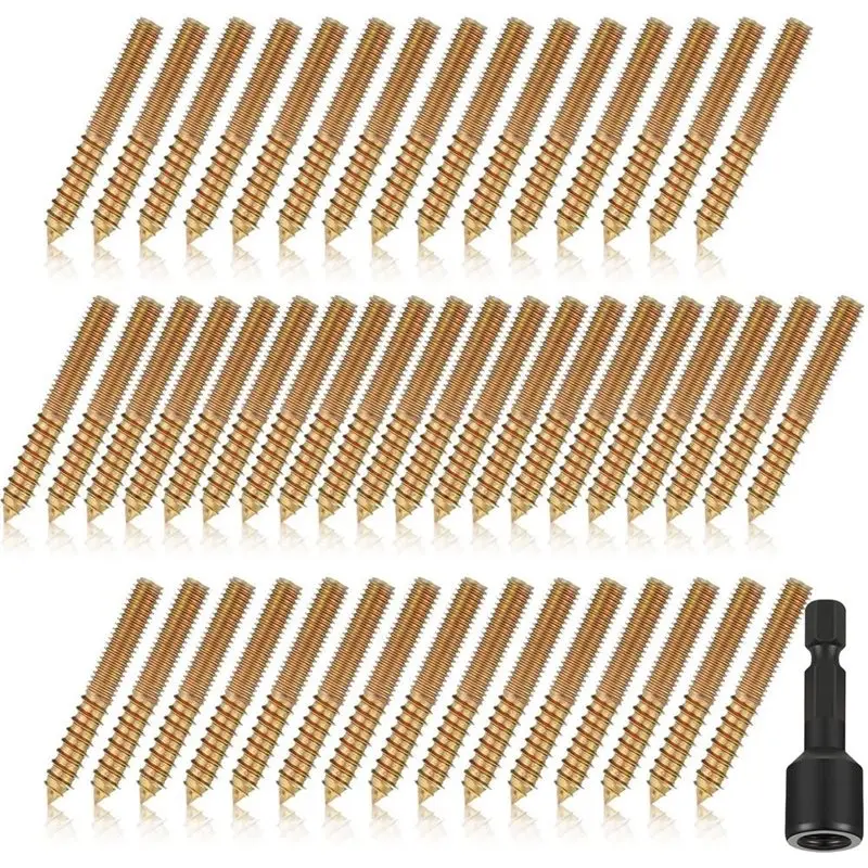 EYFL-50 Pack 5/16-18 X 2 Inch Hanger Bolts Double Headed Boltsthreaded Rod Screws For Furniture Double Headed Furniture Joint