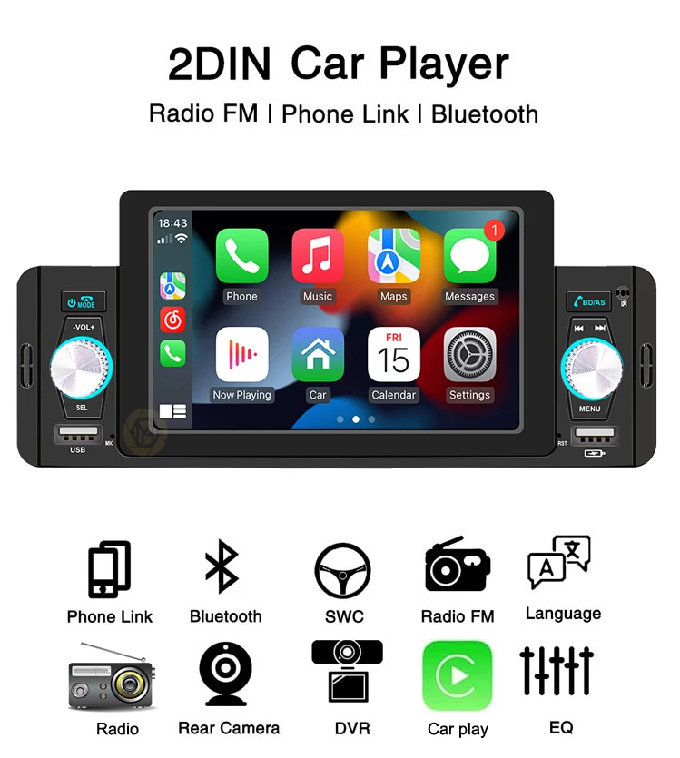 HENMALL Car Radio SWM-160C 5INCH IPS Player Multimedia Multifunction Auto radio Bluetooth  With Wired Carplay