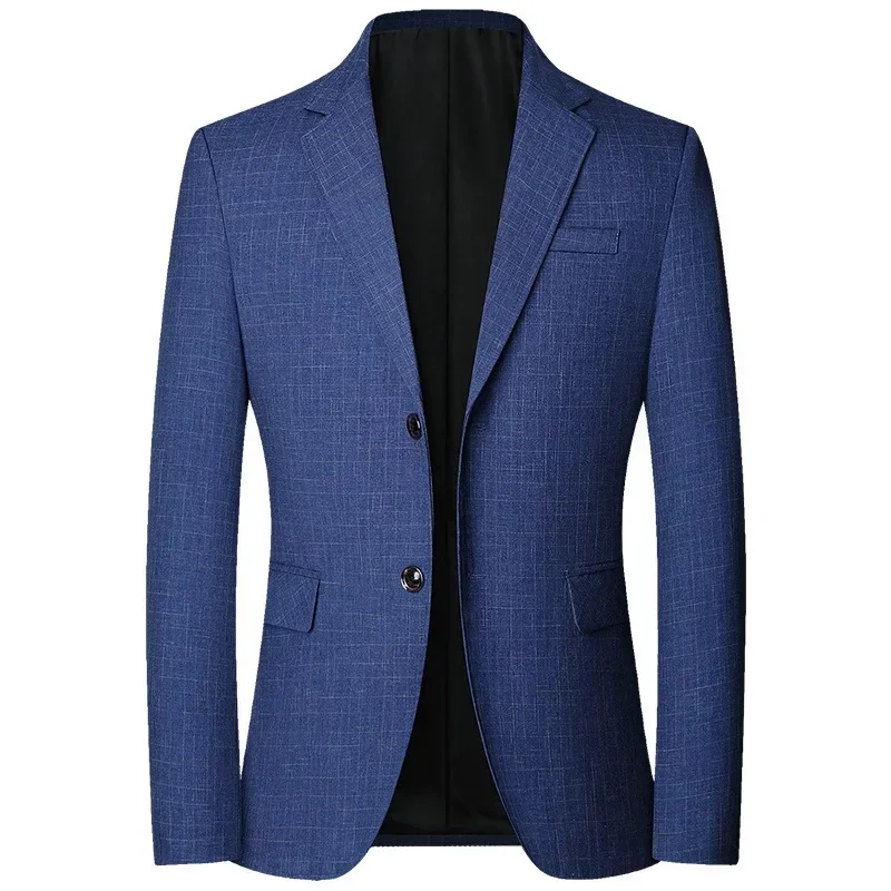 New Autumn Men Blue Plaid Blazers Jackets Formal Wear Suits Coats Business Jackets Male Slim Casual Blazers Jackets Size 4XL