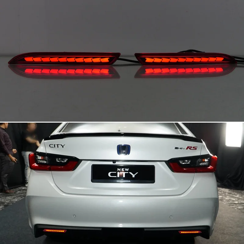 

Car LED Rear Reflector For Honda City Sedan 2023 2024 Auto Accessory Sequence Signal Indicator Tail Light Bumper Lamps