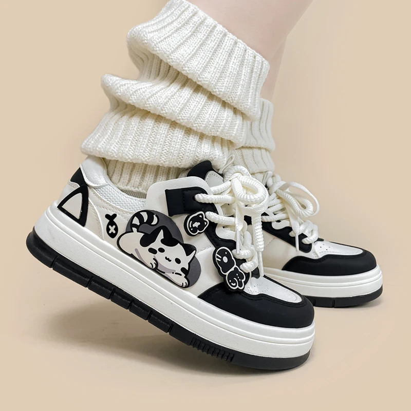 Amy and Michael Cute Girls Students Chunky Casual Shoes Adorable Women Low Top Anime Sneakers Female Breathable Skateboard Shoes