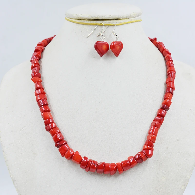 100% natural irregular coral necklace earring set. Women's Party Classic Jewelry 20 