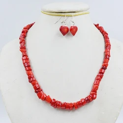 100% natural irregular coral necklace earring set. Women's Party Classic Jewelry 20