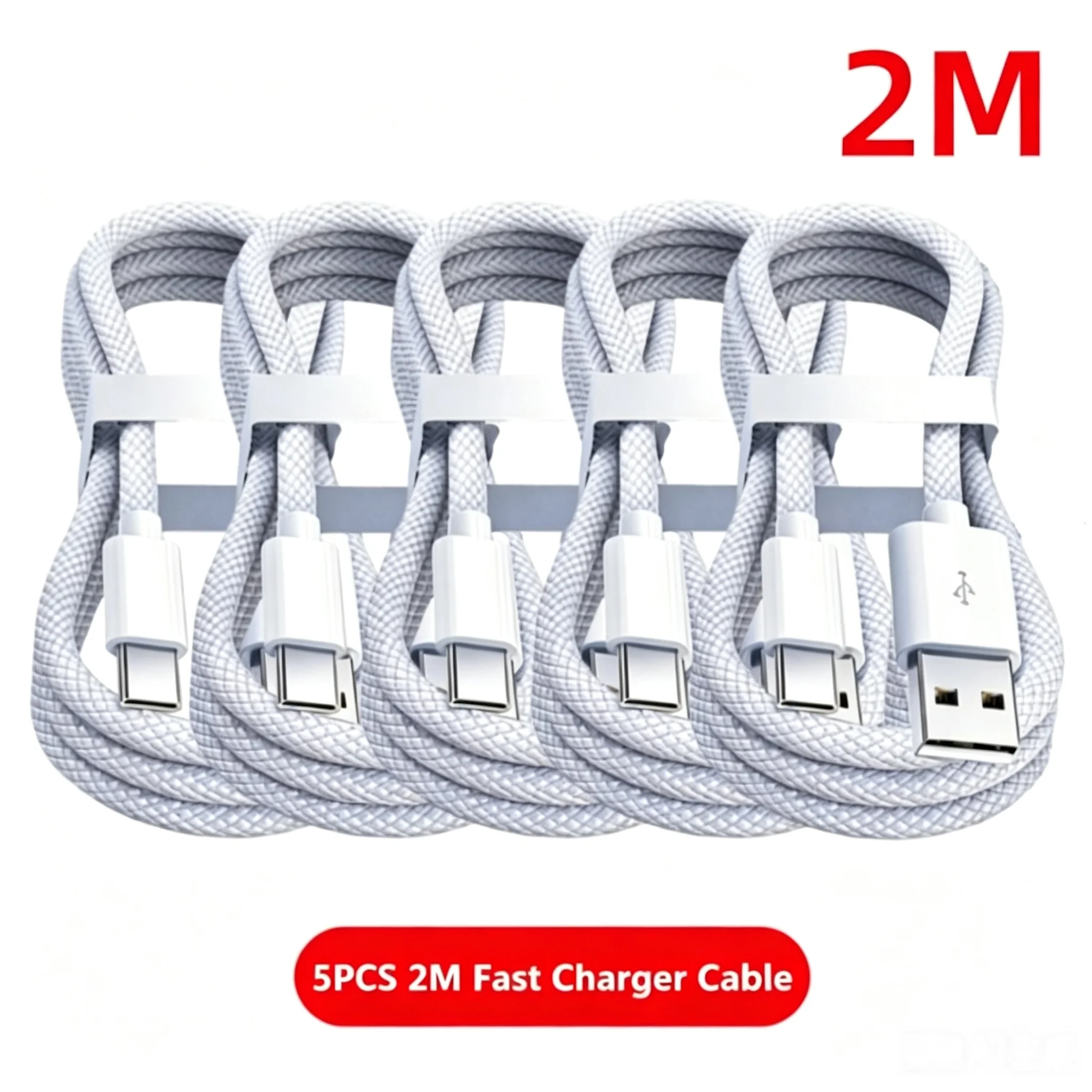 5 Stück USB-A-Kabel zu USB-C 240W Schnellladekabel unterstützt Schnellladung für iPhone 17 16 15 Samsung Huawei Xiaomi 2026 – Detail 9