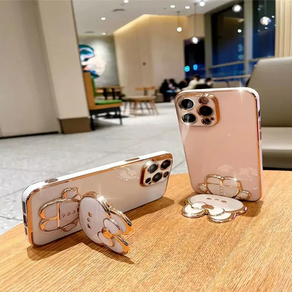 Phone Case Cartoon Cat Holder Colorful Foldable Creative Finger Holder 3D Mirror Phone Holder For Cell Phone Accessories