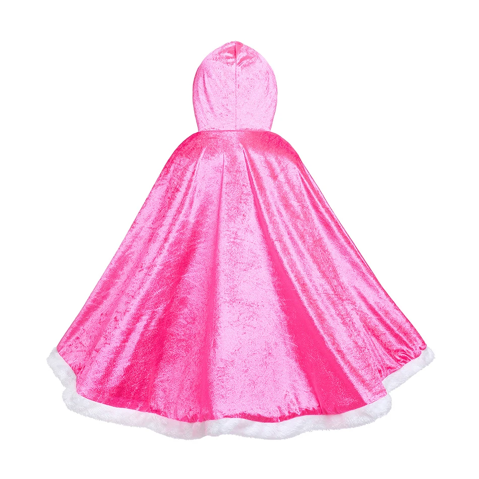Prinzessin süßer fester Umhang mit Kapuze für Mädchen und Kinder, Winterumhang, Weihnachten, Geburtstag, Halloween, Karneval, Party, Kostüm, Cosplay-Zubehör – Detail 10