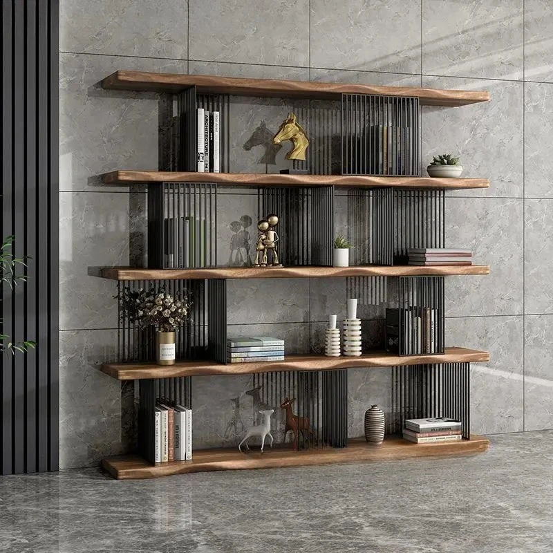 

solid wood full wall multi-layer shelf living room wall bookcase