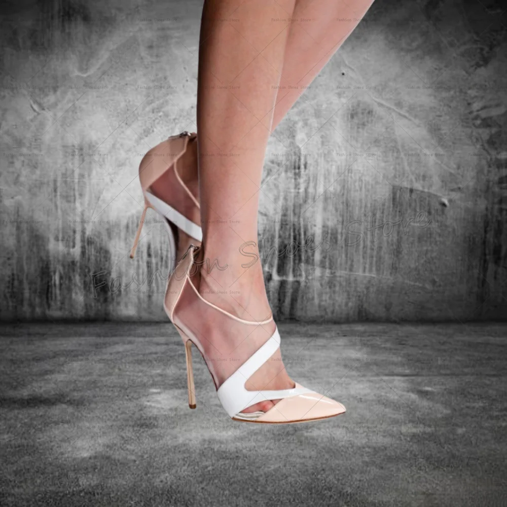 

Nude Hollow Out Pointed Toe Pumps Back Zipper Women Shoes Stilettos High Heels Party Banquet Dating 2025 Zapatos Para Mujere
