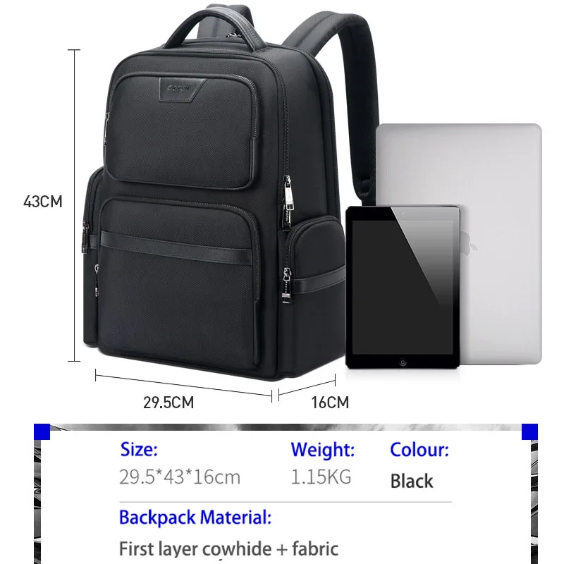 BOPAI Men’s Business Backpack Large Capacity 15.6 Inch Laptop Backpack Outdoor School Backpack  Fashion Travel Shoulder Bag