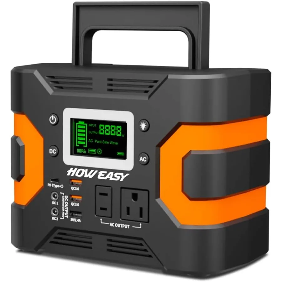 Estación de energía portátil, generador Solar de 300W y 236Wh con onda sinusoidal pura, batería de litio de respaldo de salida de CA de 110V con luz LED para