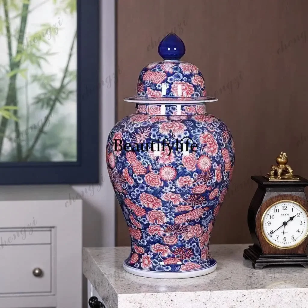 a95 vase hand-painted blue and white porcelain general jar new Chinese porcelain vase living room floor porcelain ornament