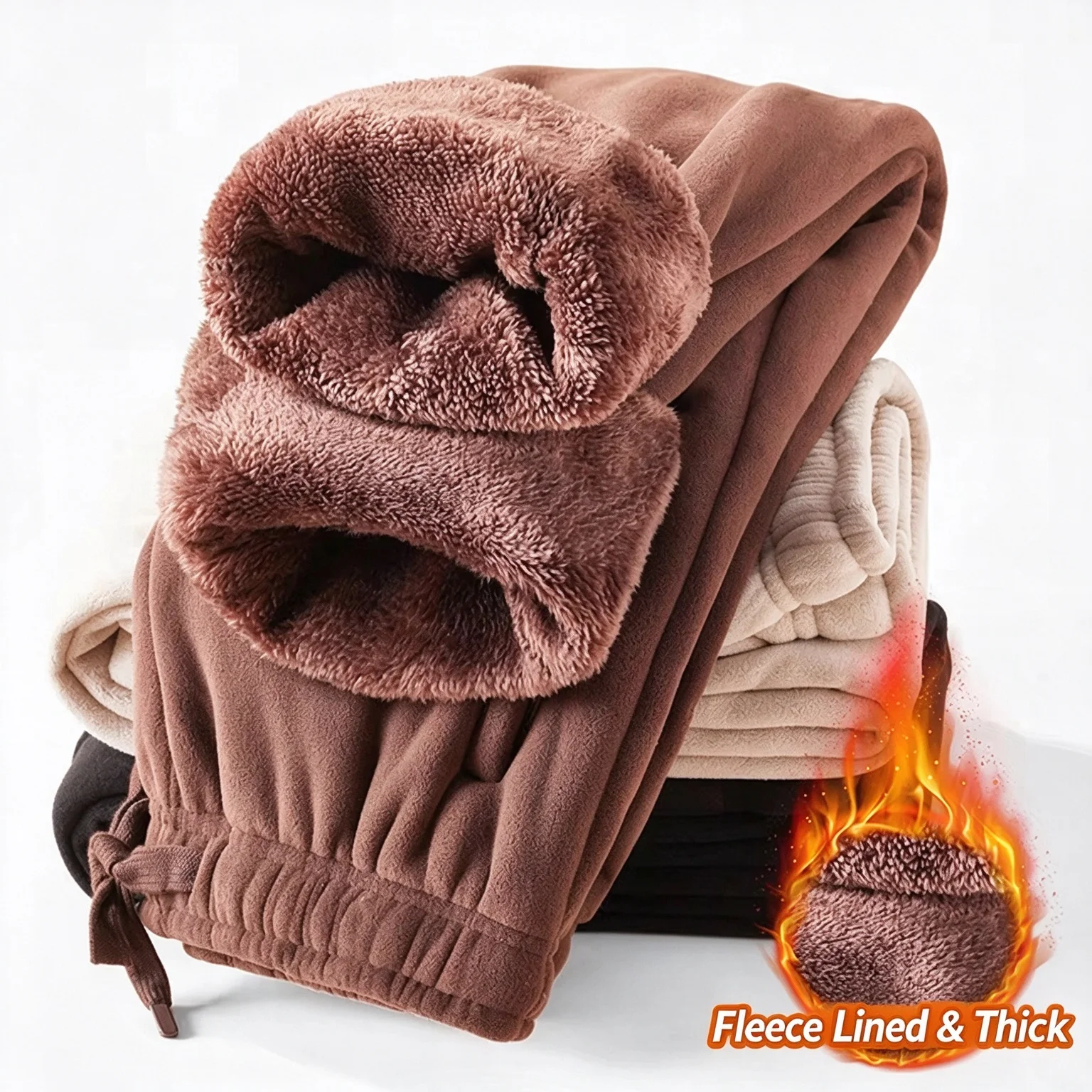 Men's-Fleece-Lined-Sweatpants-Winter-Warm-Casual-Pants-Soft-Double-Sided-Flannel-Jogger-Trousers-Unisex-Outdoor-Sports-Pants