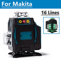 For Makita 18V Battery 16 Lines 4D Laser Level Horizontal And Vertical Automatic 3 ° Line-holding Green Beam Power Tools