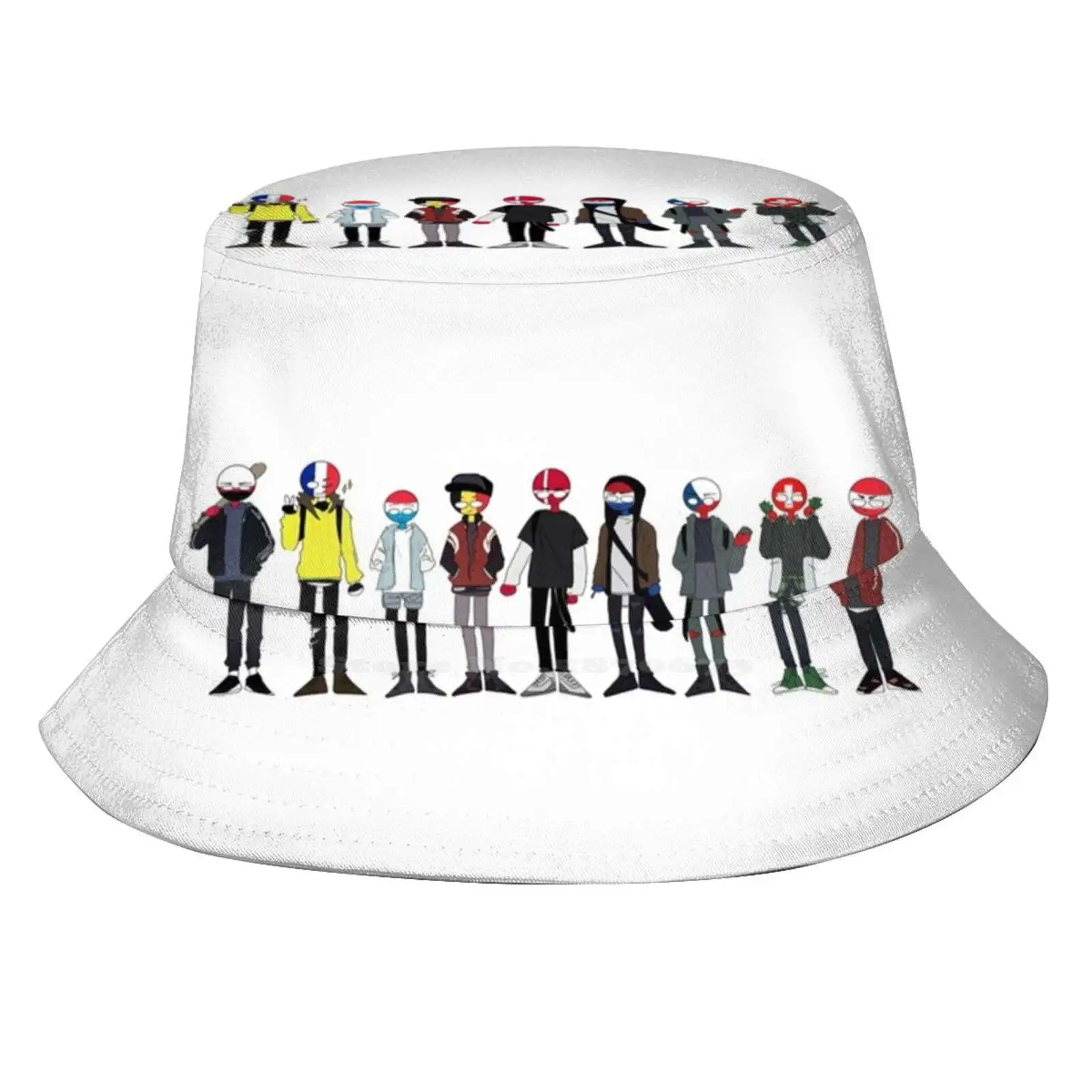 Countryhumans Sun Cap Fisherman Hat Bucket Hats Countryhumans Poland Fance Luxembourg Denmark Netherlands Czechia Switzerland