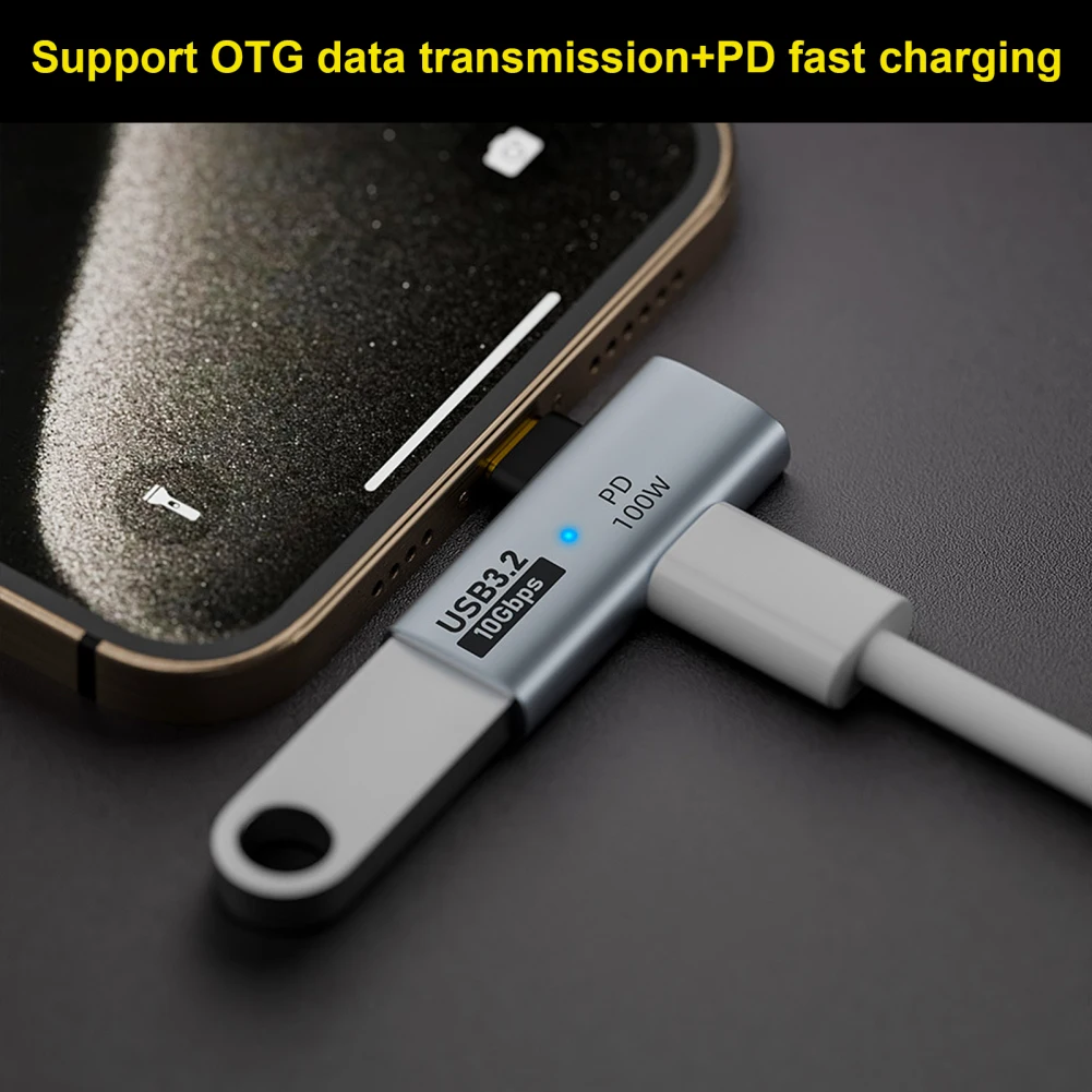 100W Type-C Naar Usb Adapter Otg Met Pd Opladen Usb3.2 Datatransmissie Tot 10Gbps Usb C Mannelijke En Vrouwelijke Connectoren