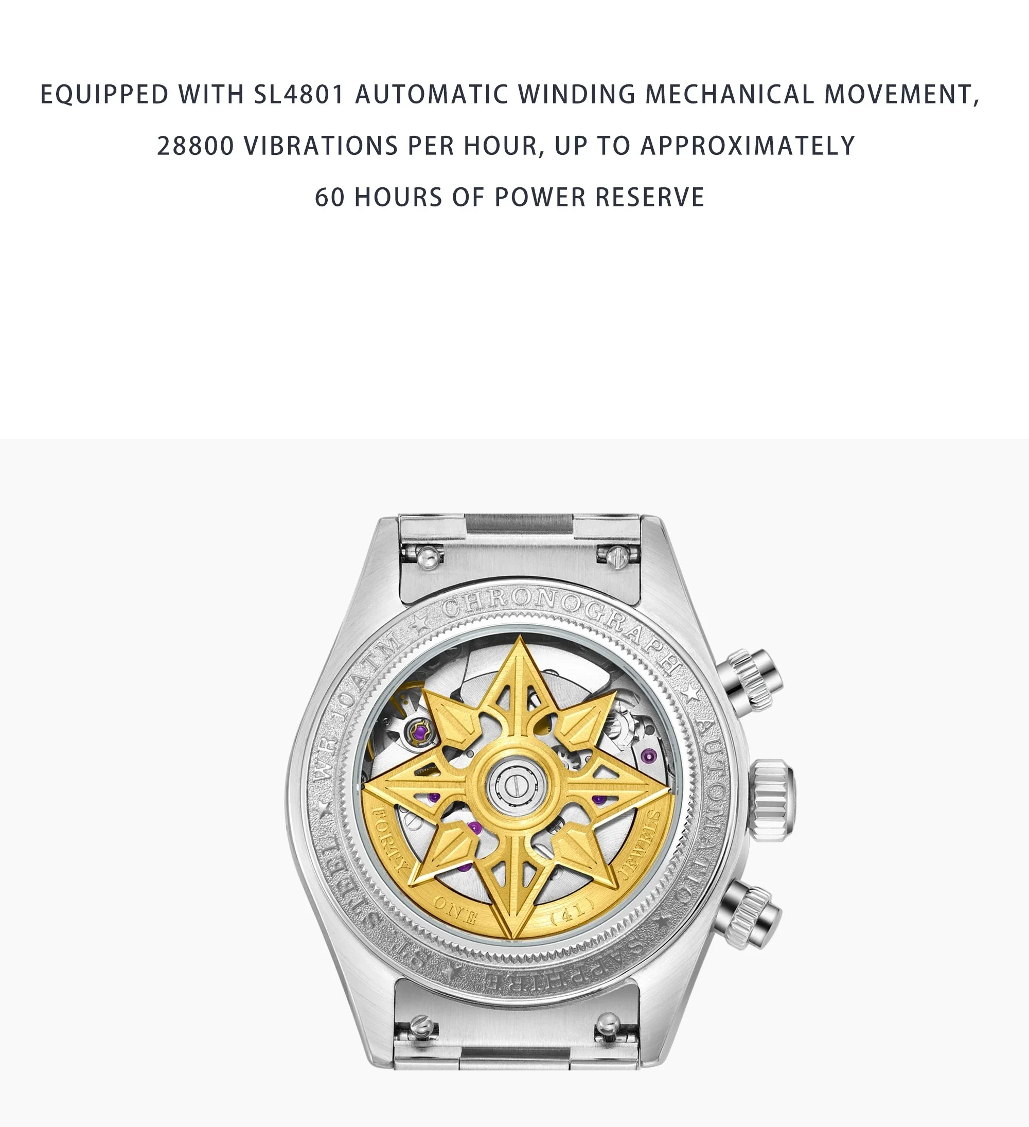 FARASUTE Men Automatic Watch 39mm Luxury Chronograph Mechanical Wristwatch Sapphire Bezel 5ATM  Dandong 4130 Triple Windows