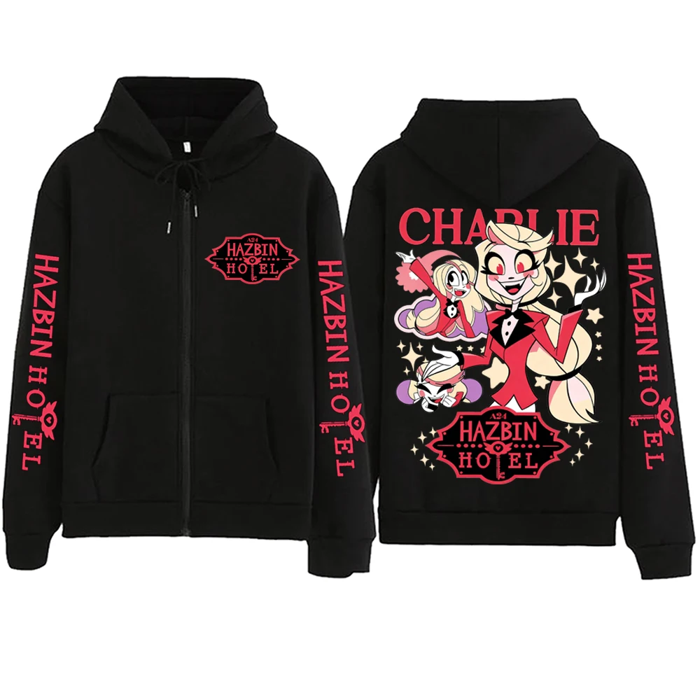 هازبين فندق تشارلي زيبر هوديي رجل امرأة المتناثرة البلوز قمم طويلة الأكمام الشارع الشهير البلوز #1