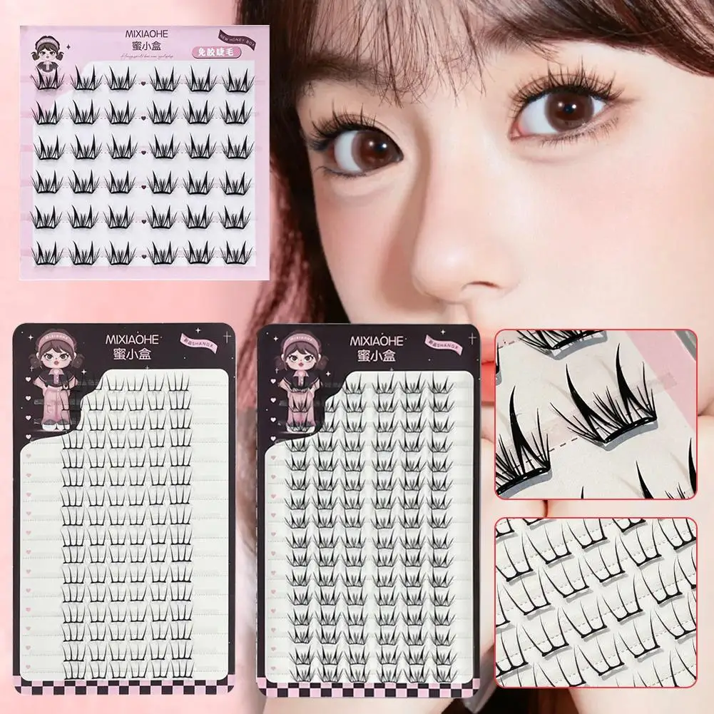 Sztuczne rzęsy bez kleju, pojedyncze kępki 7-12MM, rzęsy z efektem C, naturalne sztuczne rzęsy, koreańskie rzęsy samoprzylepne Z3C9