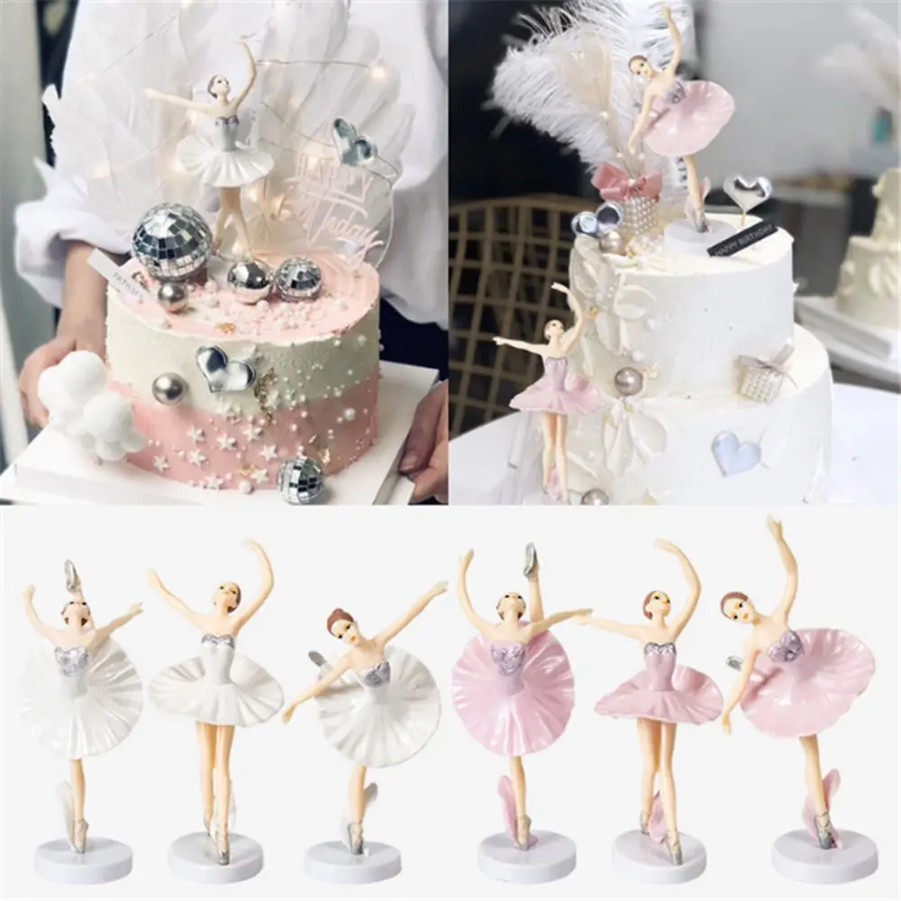 3-teiliges Geburtstagsdekor-Set mit Ballett-Mädchen Cupcake-Topper und Kuchenverzierung
