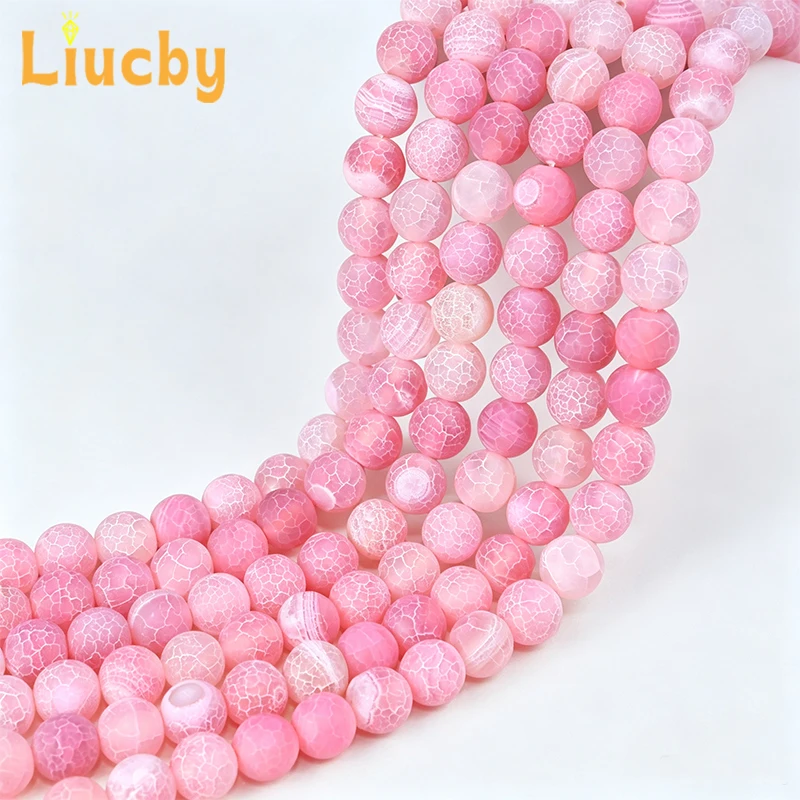 Rose Red Weathered Crackle Agate Natural Stone Spacer Beads Strand For DIY Bracelet Necklace Handmade Jewelry Making Accessories