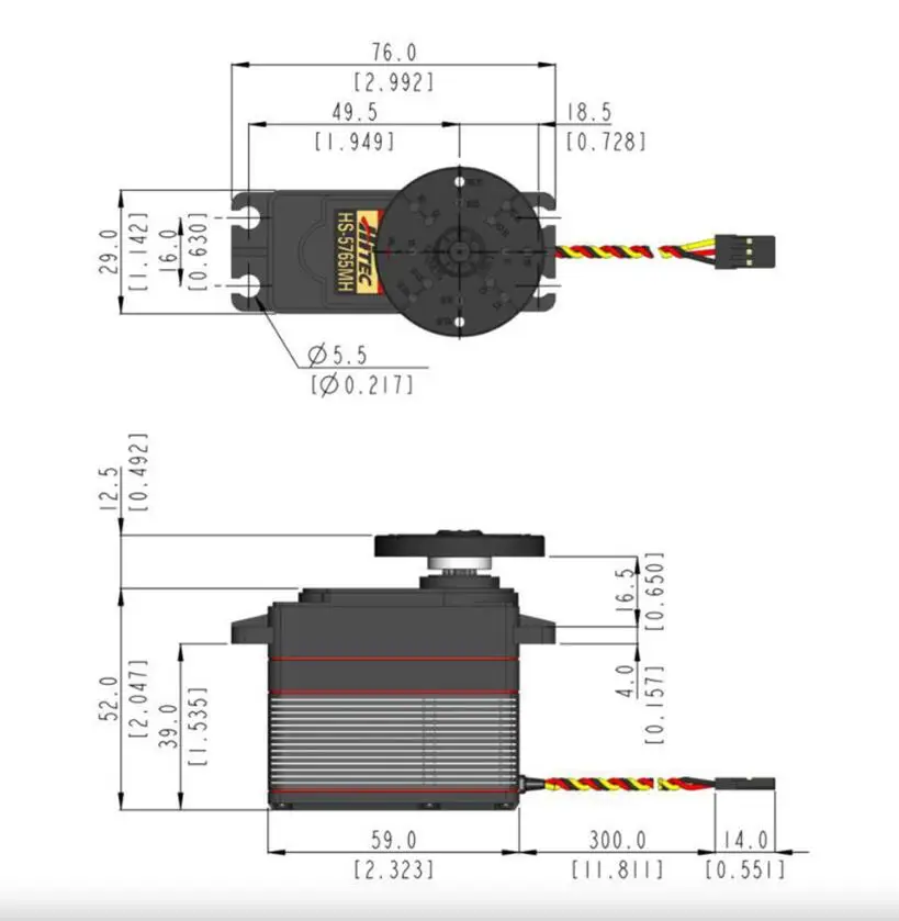 HS-5765MH High Voltage Programmable Metal Gear 15T Digital 1/5 Scale Servo 347oz. / in Torque 25kg for RC car airplane