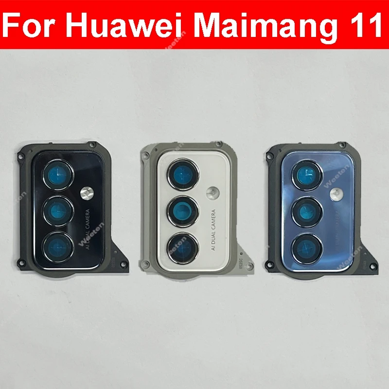 

Стеклянная крышка объектива задней камеры для Huawei Maimang 11, корпус объектива задней камеры, держатель рамки с клейкой наклейкой, запасные части