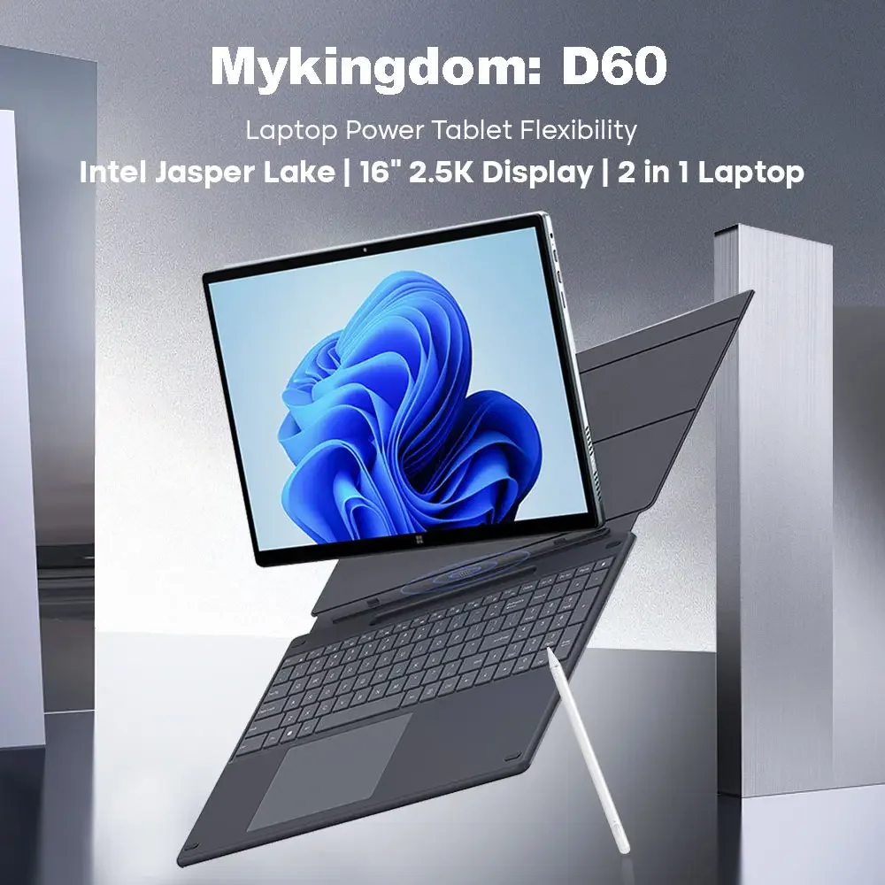 2024 كمبيوتر لوحي جديد 16 بوصة كمبيوتر محمول 2in1 CPU i3-1220p SSD 256GB 512GB 1TB Win11 2560*1600 5000mAh كتاب مكتب الأعمال
