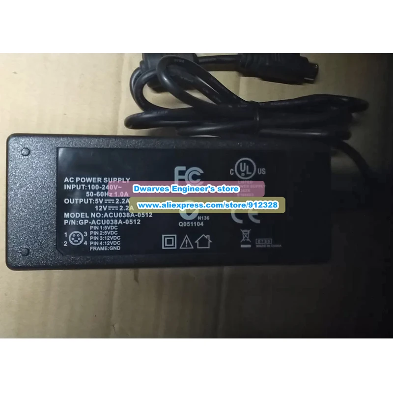 ACU038A-0512 AC Adapter GP-ACU038A-0512 12V 2.2A 5V 2.2A For Sunfone Laptop Power Supply Special 4 pins