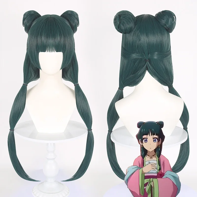The Apotheker Diaries Mao Mao Cosplay Pruik - Realistische hoofdhuid Hoge temperatuurvezel en half opgestoken |   Anime Groen Pre-Stijl Haar