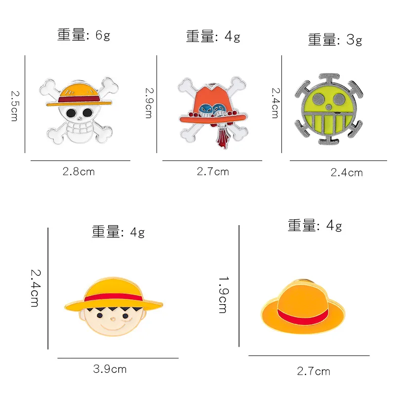 Japanese Anime One Piece Enamel Pins Skull straw hat Brooch D. Luffy Bag Lapel Badge Childhood Cartoon Jewelry Gift for Friends