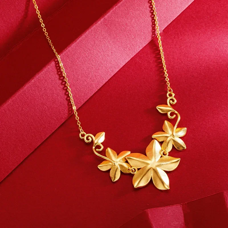 

9999 Real Gold 24K Ethnic Style Sansheng Flower Necklace Gold Ancient Gold Premium Women's Wedding Flower Wedding Necklace