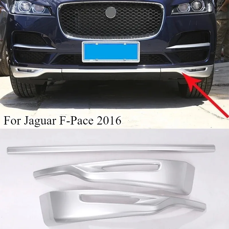 For Jaguar F-Pace F Pace Prestige Premium 2016 2017 2018 Car-styling ABS Chrome Car Front Grill Bumper Cover Trim Set of 3pcs