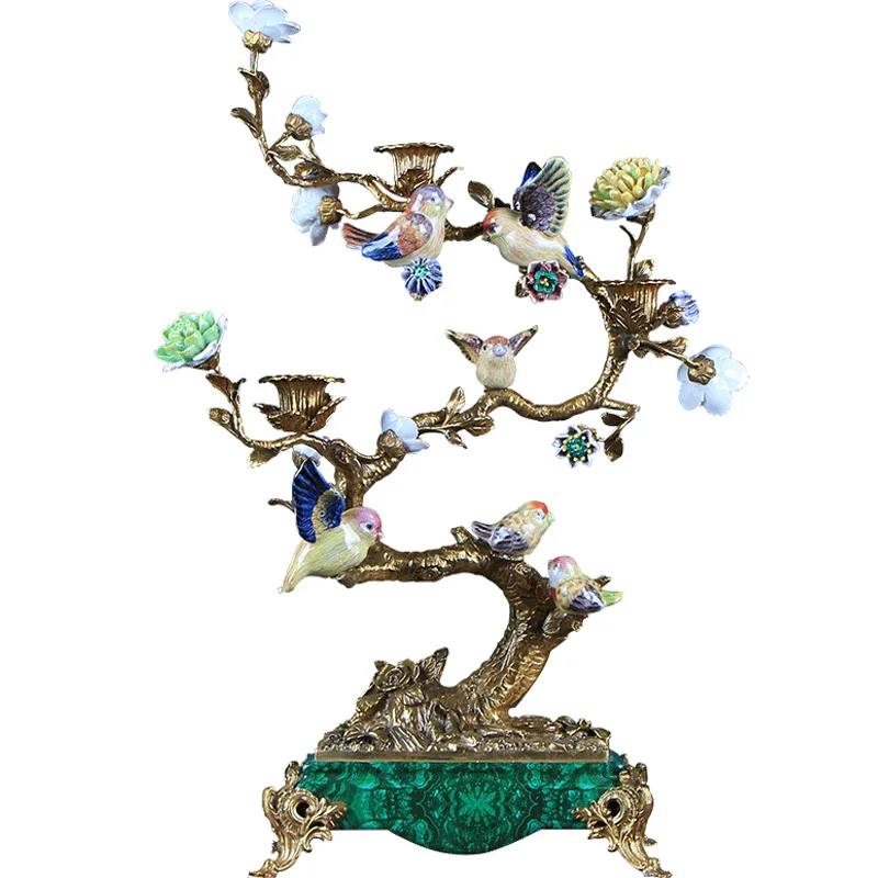 Luxury antique European ceramic candle holder copper bracket