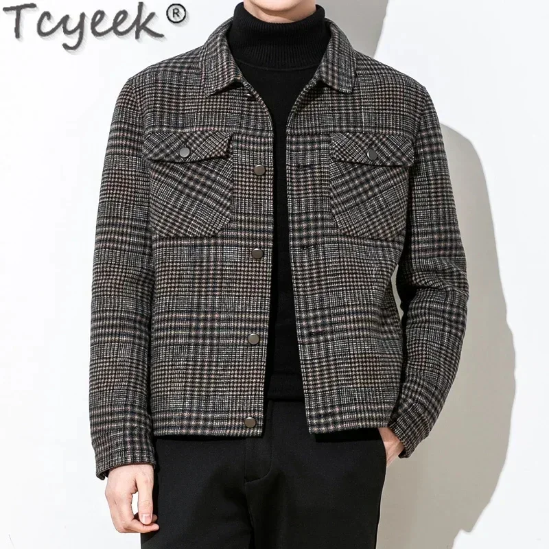 

Winter Tcyeek Man Clothing Double Face Woolen Jacket Short Men's Wool Slim Casual Male Coat Abrigo Invierno Hombre