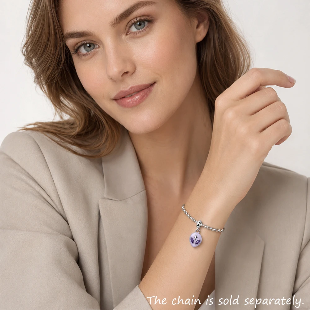 Alien Head Dangle Charm Wisiorek w stylu europejskim Fine Jewelry Kobiety Mężczyźni Modny prezent ze srebra próby 925 — zdjęcie 4