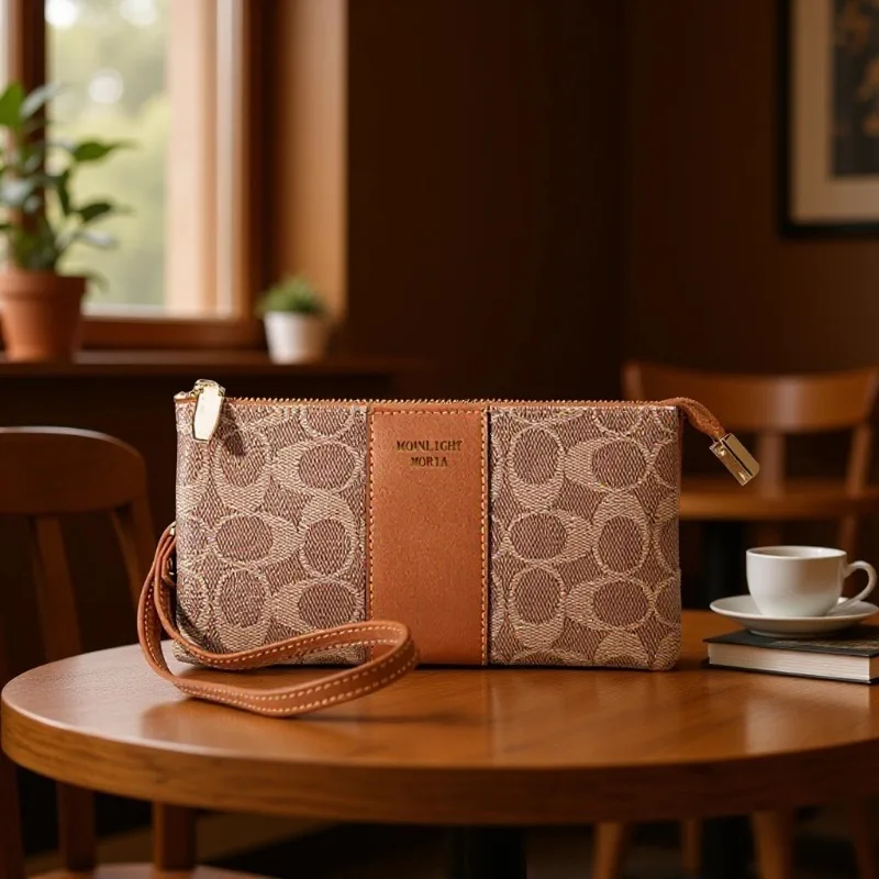 Image of Weiche Leder-Handytasche mit Aufdruck, Neue Modische, Leichte Mini-Tasche für Damen, Multifunktionale Geldbörse
